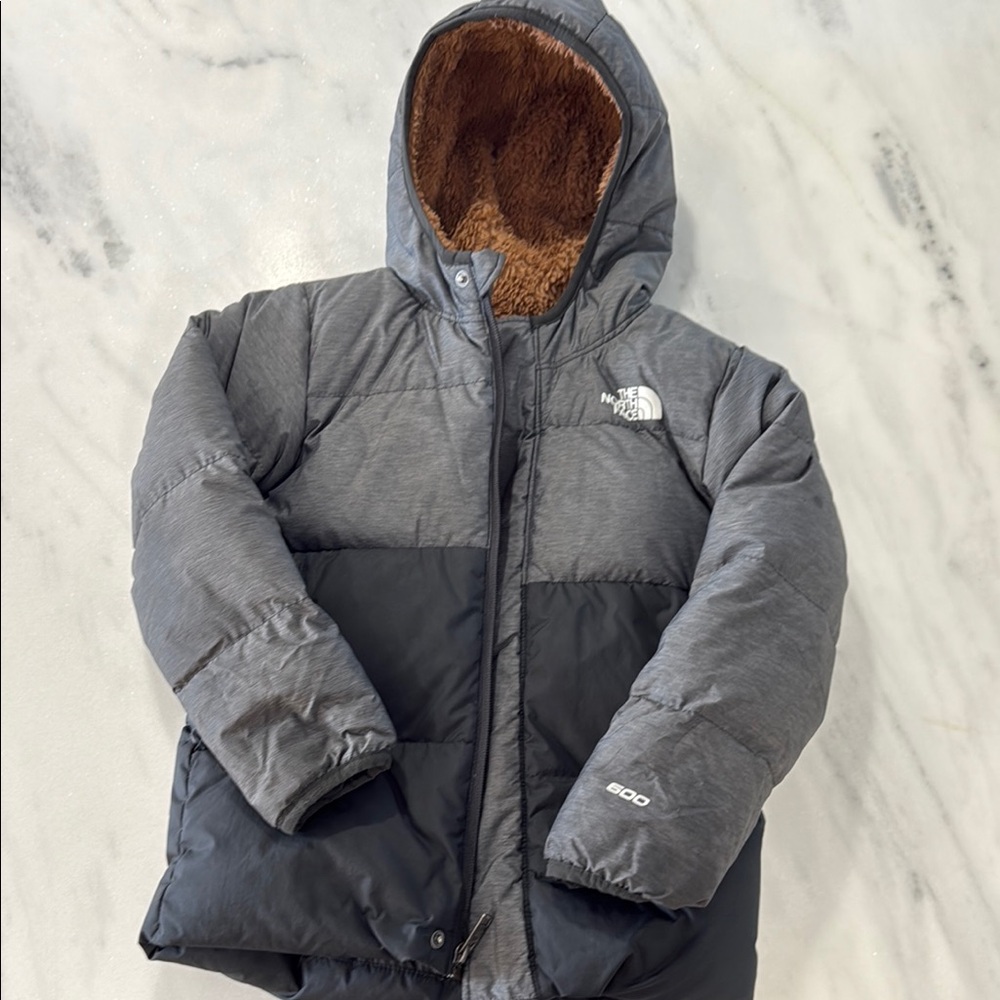 The North Face Charcoal and Black Hooded Jacket size 6
